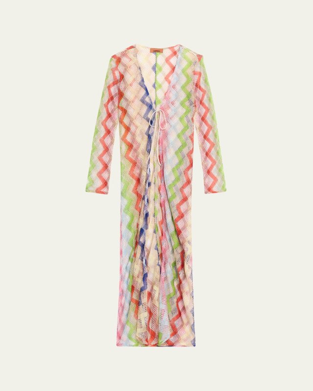 Metallic Knit Maxi Robe Coverup